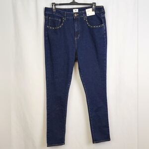 Womens !iT Dark Blue Mid Rise Skinny Jeans Size 16 NWT